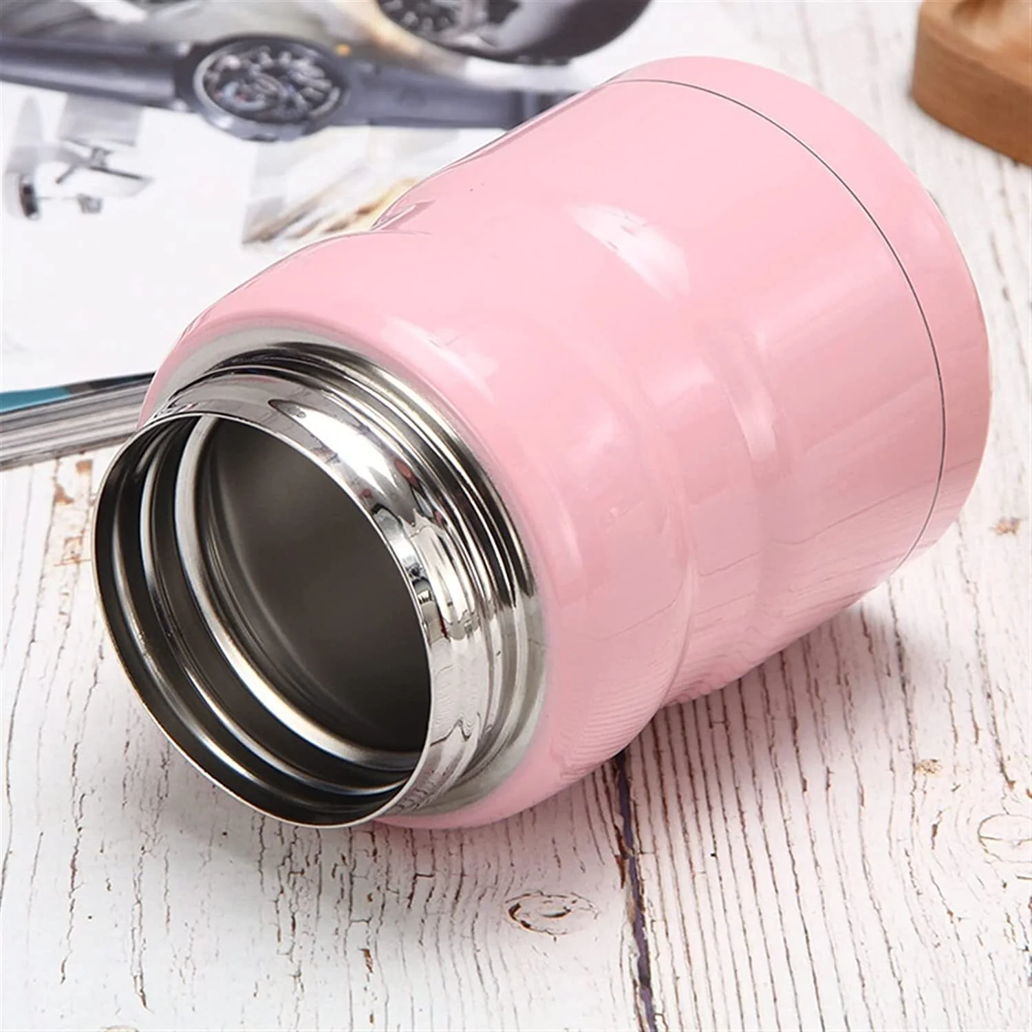 750mL Stainless Steel Vacuum Thermos Insulated Food Jar Lunch Box (Pink) - Image 5