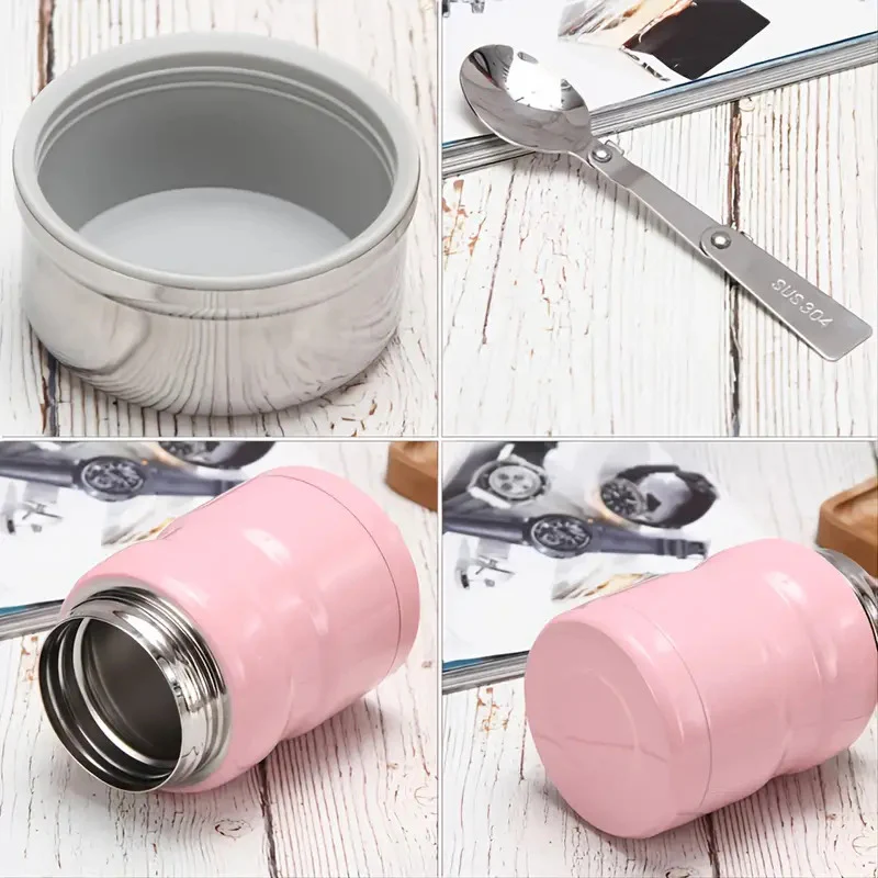 750mL Stainless Steel Vacuum Thermos Insulated Food Jar Lunch Box (Pink) - Image 8