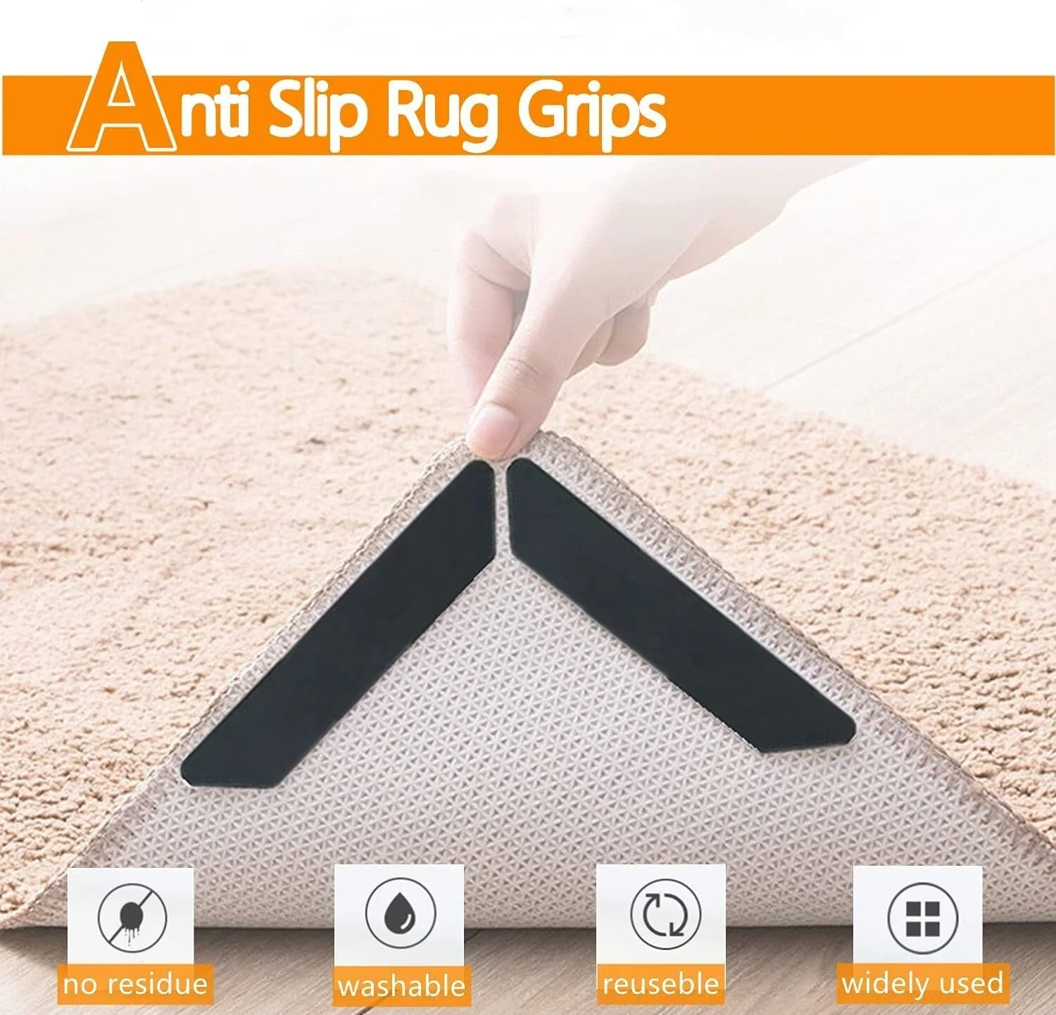 8 PCS Rug Gripper Non-Slip Carpet Grip Floor Pads - Image 12