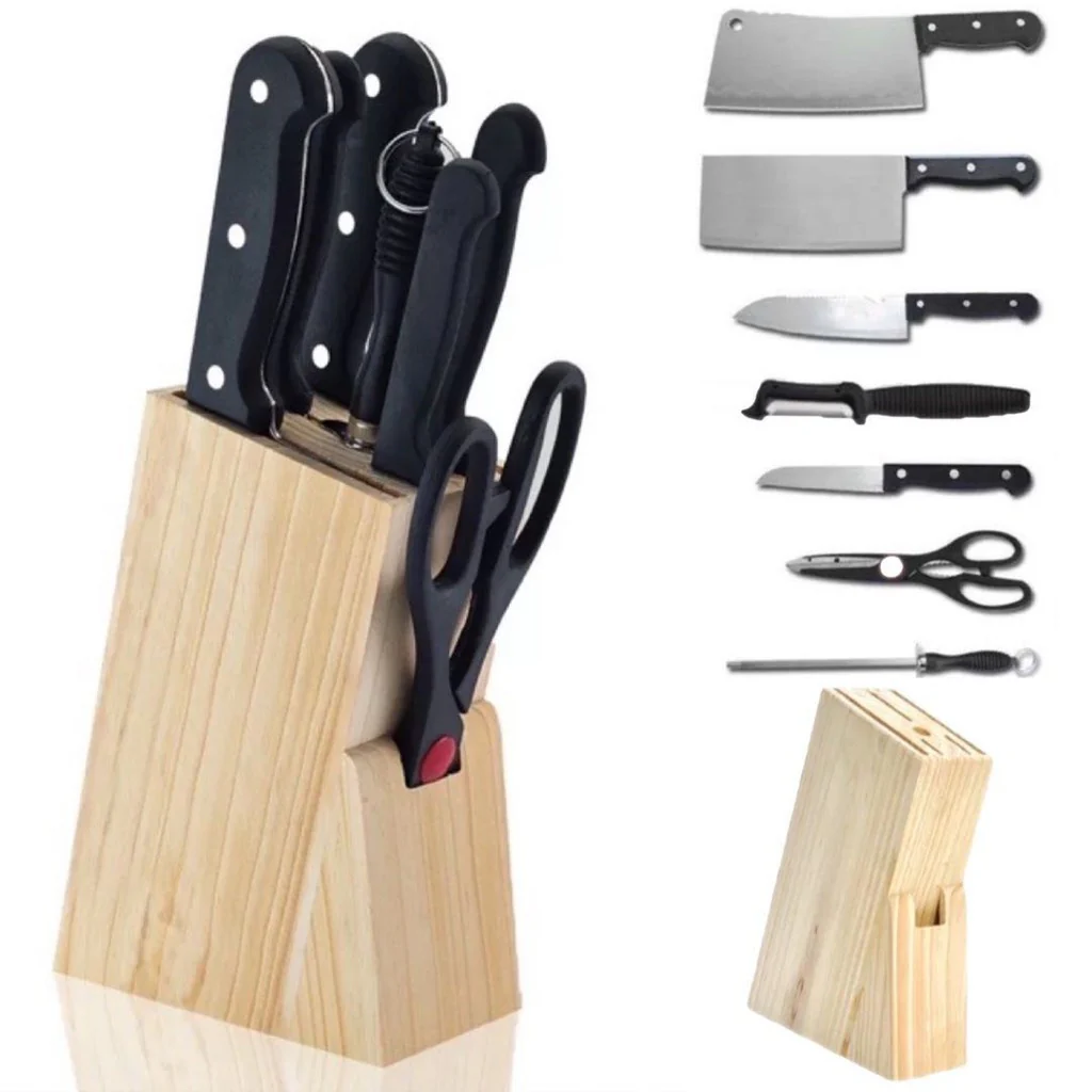 8-Piece Chef's Stainless Steel Knife Wooden Block Set - Image 20