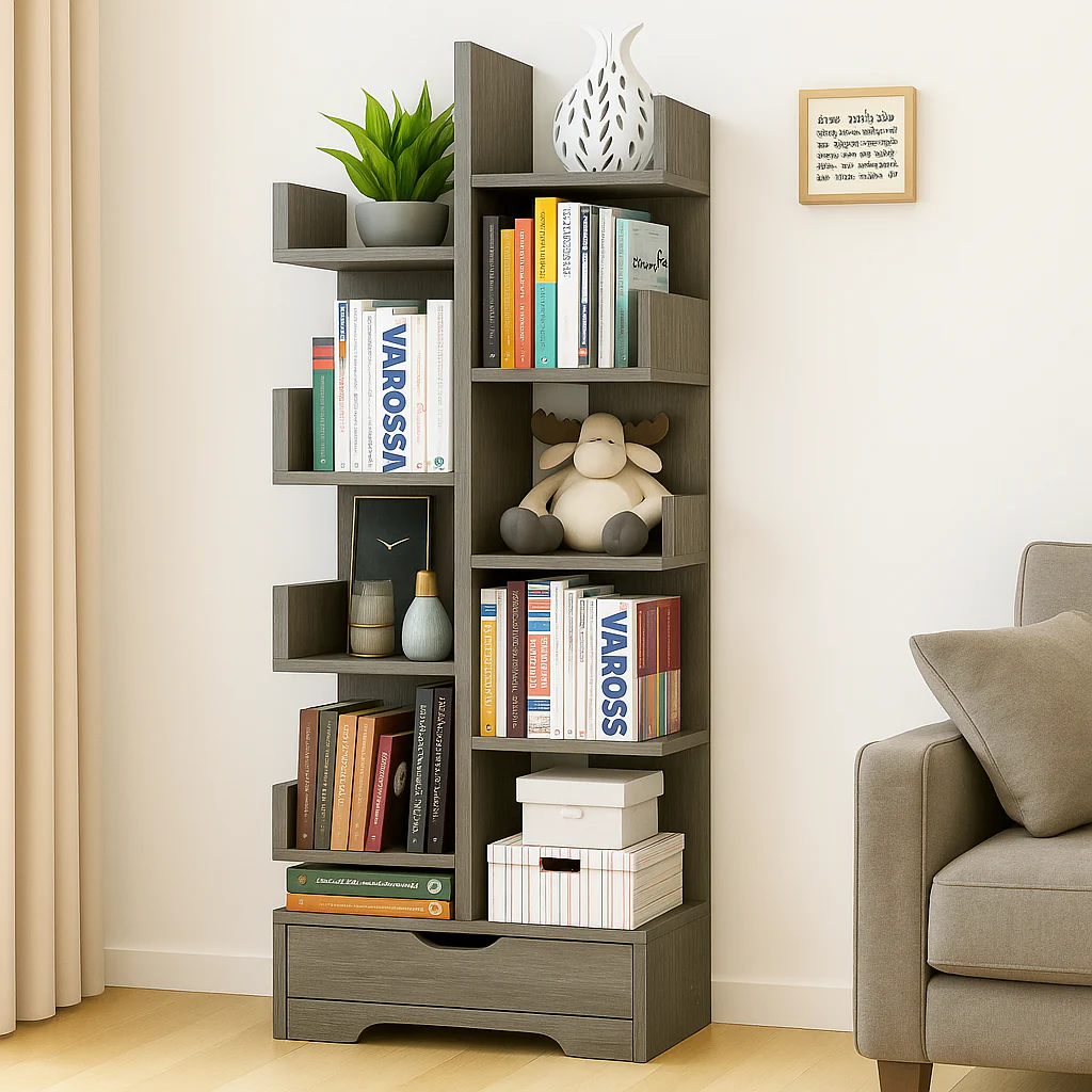 8-Tier 11-Shelf Display Storage Utility Book Shelf Bookcase Shelving (Rustic Grey) - Image 15
