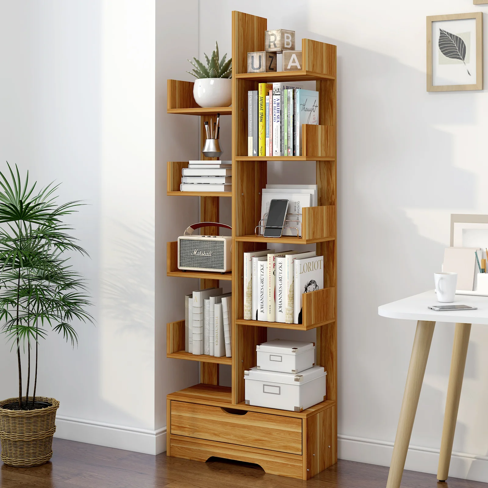 8-Tier 11-Shelf Display Storage Utility Book Shelf Bookcase Shelving (Natural Oak) - Image 10