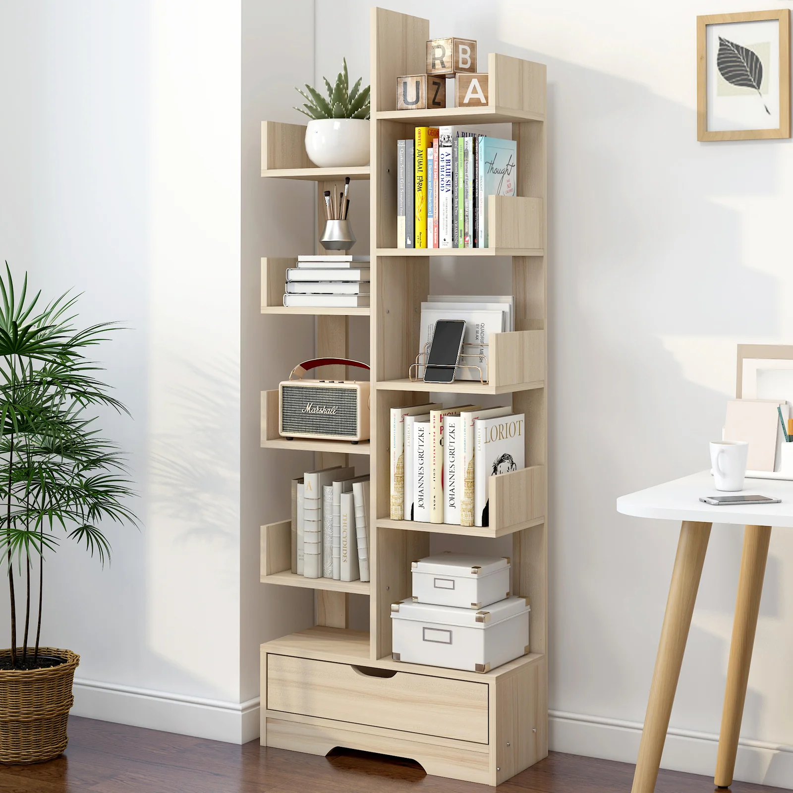 8-Tier 11-Shelf Display Storage Utility Book Shelf Bookcase Shelving (White Oak) - Image 10