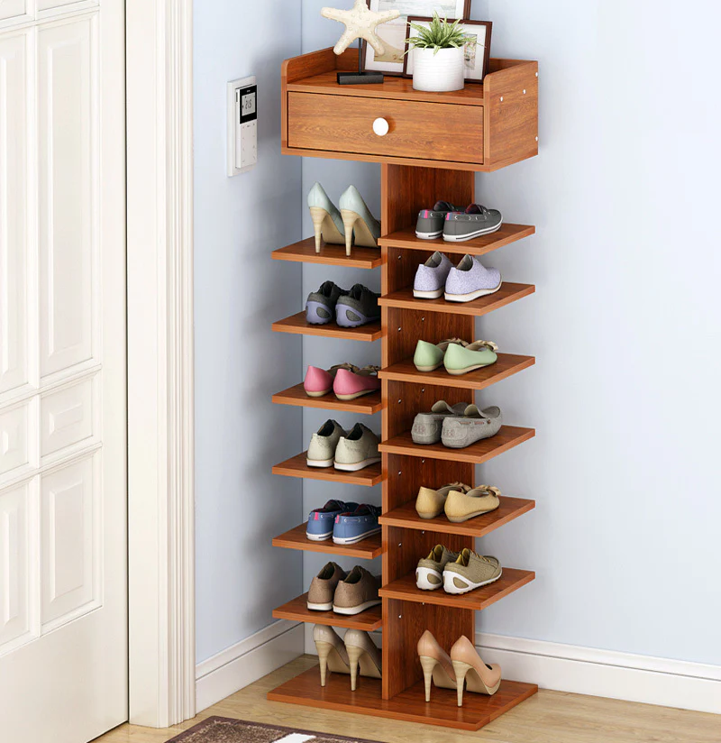 8 Tier Shoe Rack Storage Organizer (Oak) - Image 2