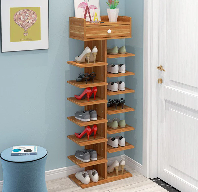 8 Tier Shoe Rack Storage Organizer (Oak) - Image 4