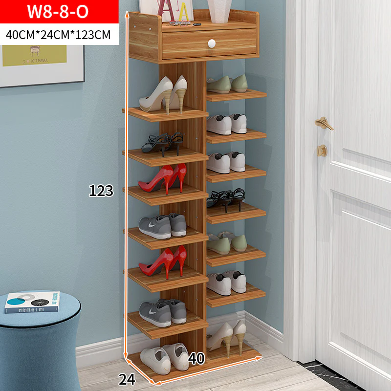 8 Tier Shoe Rack Storage Organizer (Oak) - Image 8