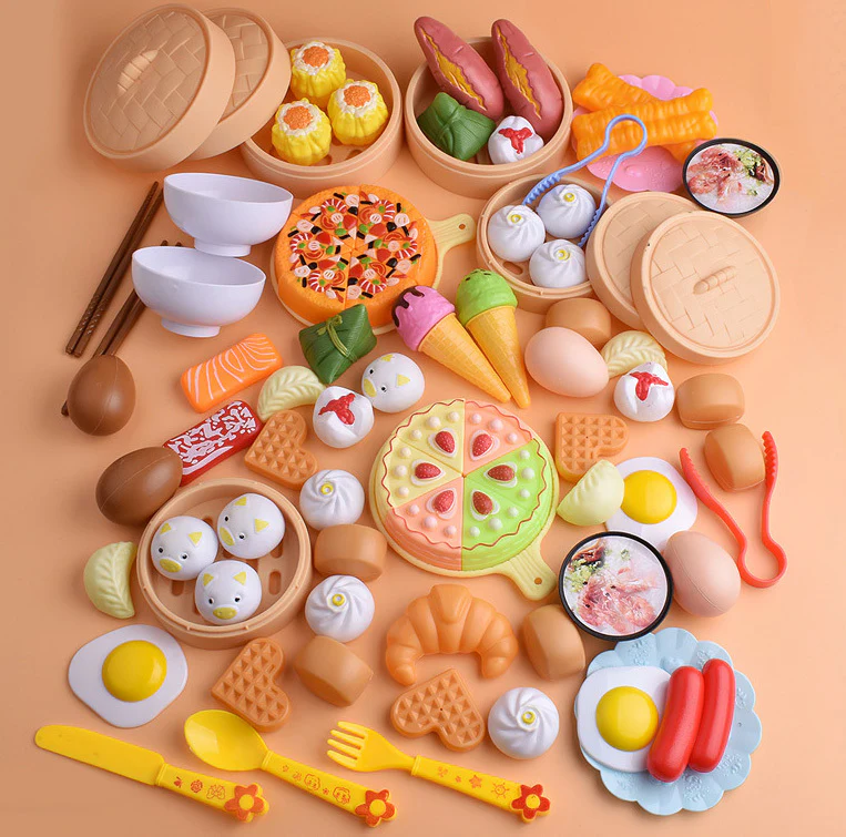 84-Piece Gourmet Restaurant Realistic Pretend Play Food Toy Set - Image 2