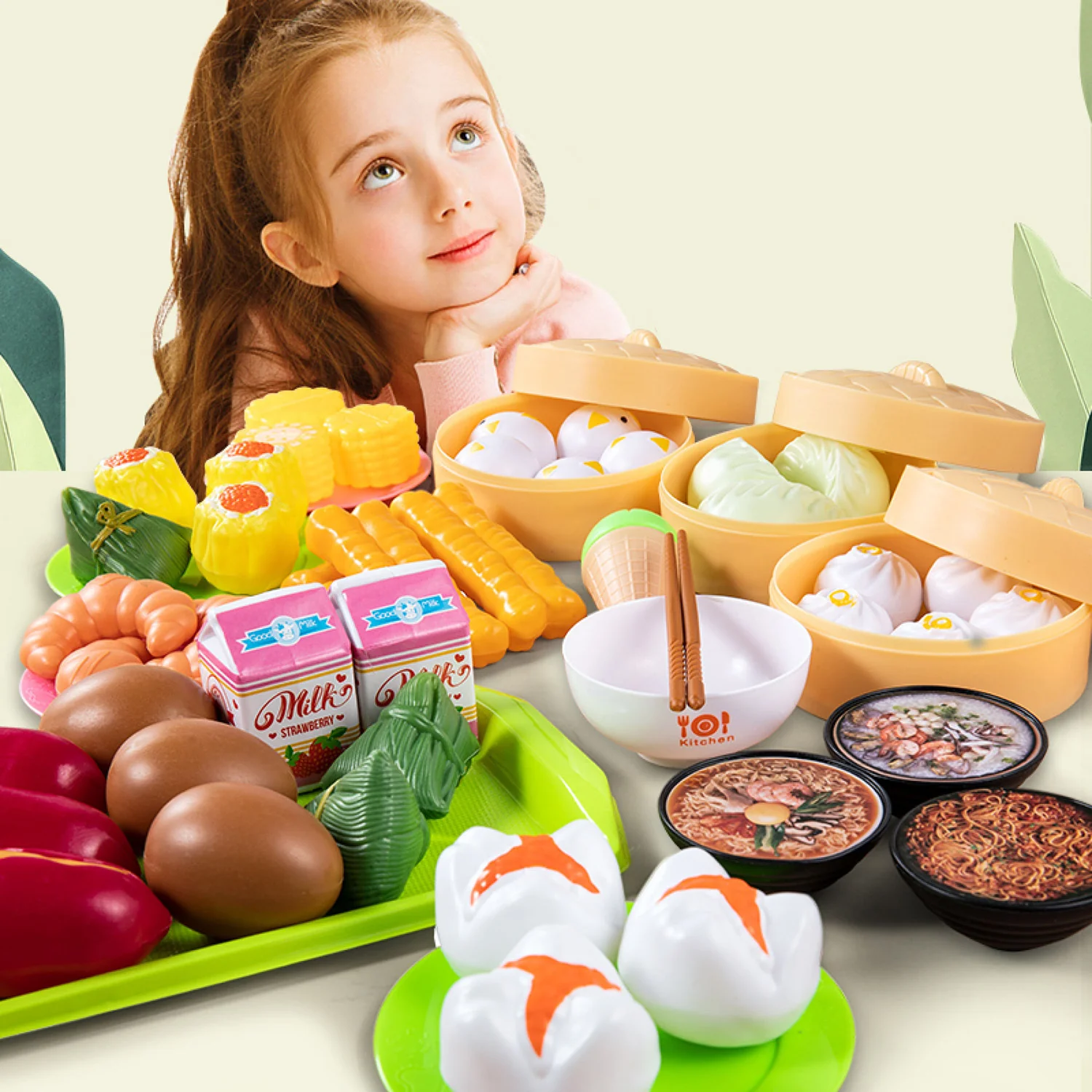 84-Piece Gourmet Restaurant Realistic Pretend Play Food Toy Set - Image 5