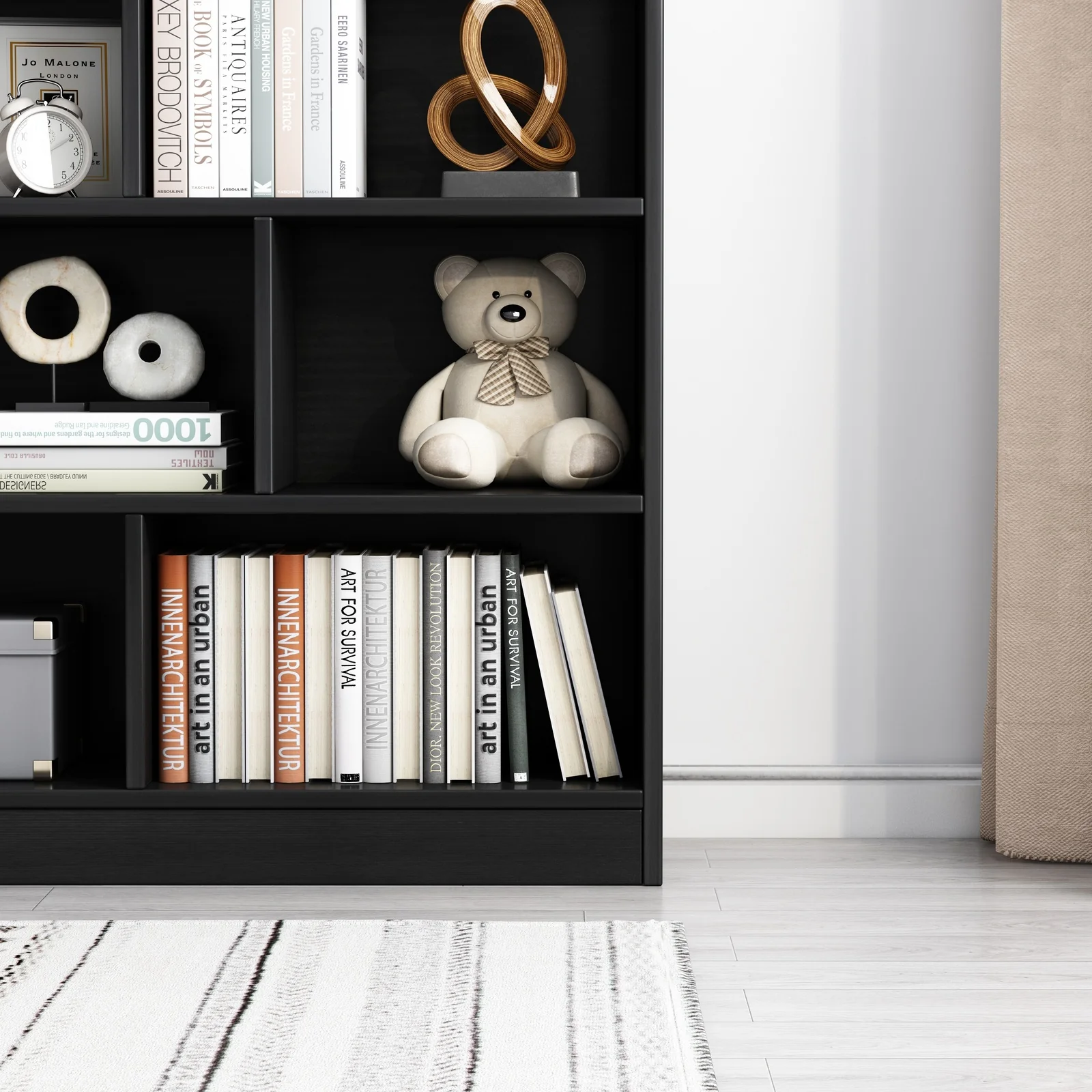 9 Shelving Insight Bookshelf Display Cabinet Bookcase Shelf Organiser (Black Wood) - Image 6