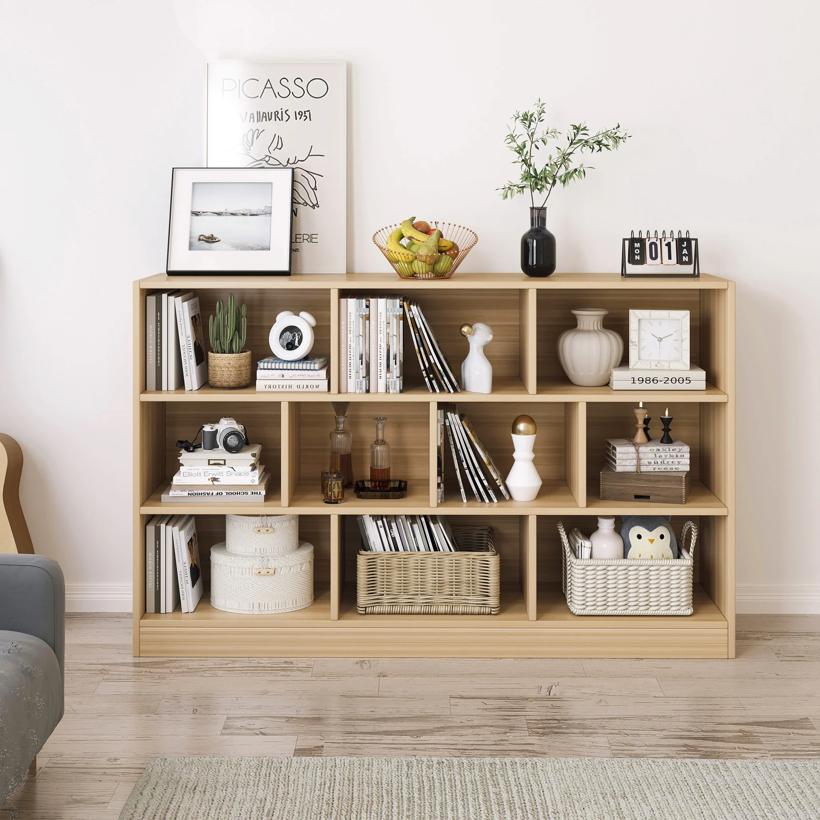 9 Shelving Insight Bookshelf Display Cabinet Bookcase Shelf Organiser (Oak) - Image 19