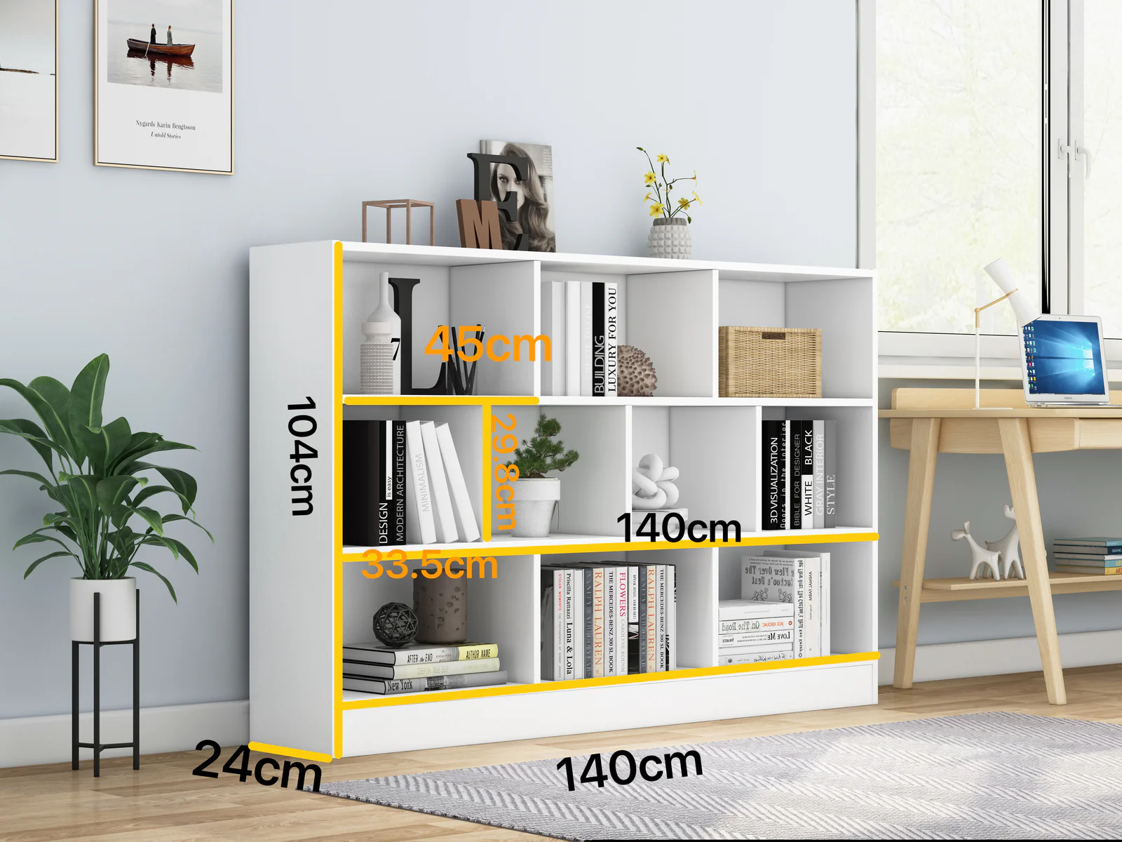9 Shelving Insight Bookshelf Display Cabinet Bookcase Shelf Organiser (White) - Image 14