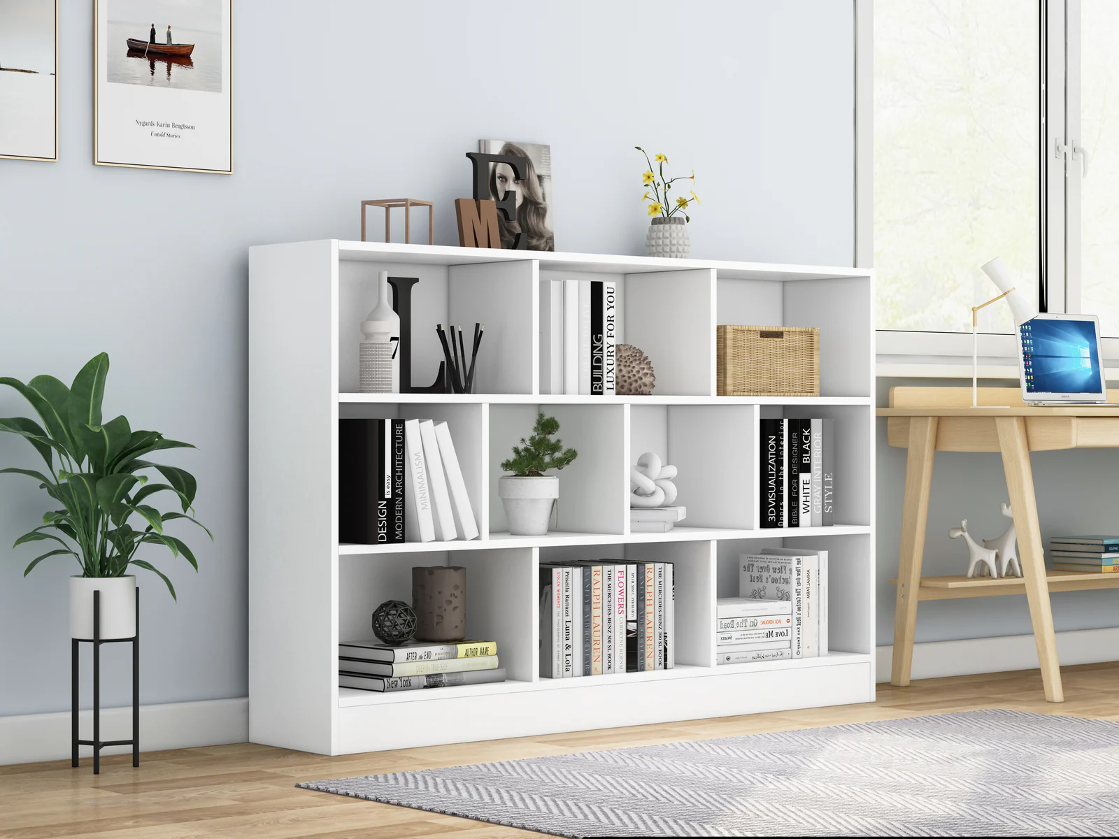 9 Shelving Insight Bookshelf Display Cabinet Bookcase Shelf Organiser (White) - Image 16