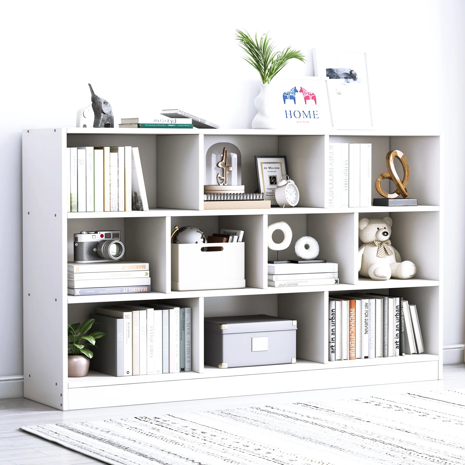 9 Shelving Insight Bookshelf Display Cabinet Bookcase Shelf Organiser (White) - Image 2