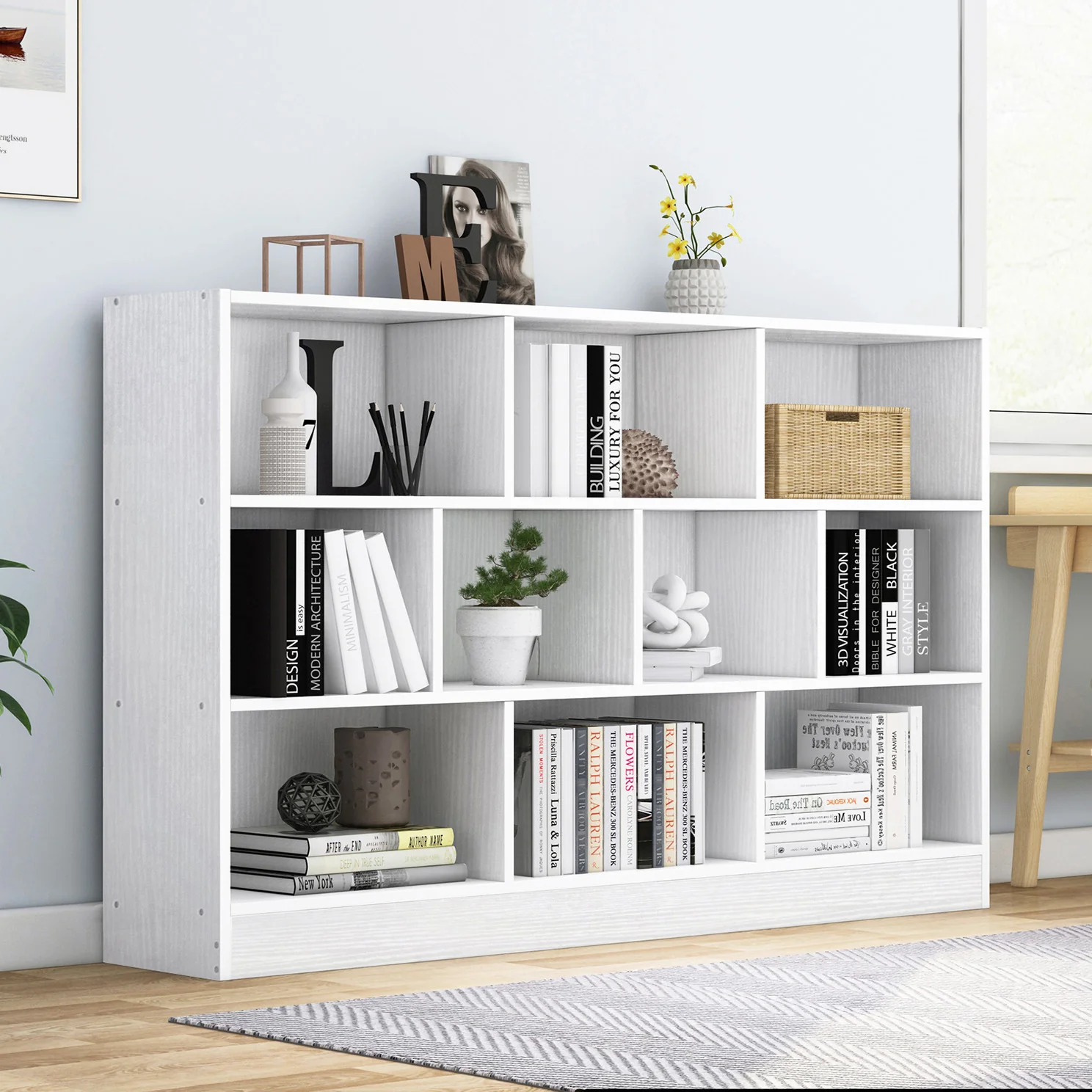 9 Shelving Insight Bookshelf Display Cabinet Bookcase Shelf Organiser (White) - Image 5