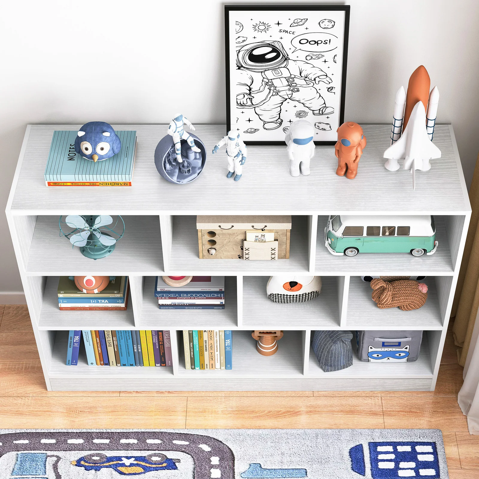 9 Shelving Insight Bookshelf Display Cabinet Bookcase Shelf Organiser (White) - Image 7
