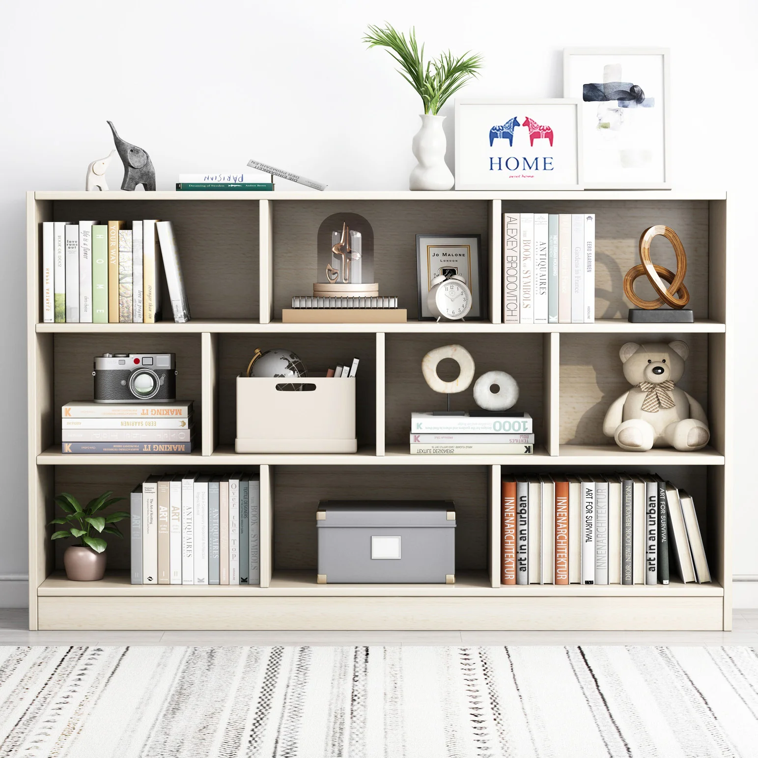 9 Shelving Insight Bookshelf Display Cabinet Bookcase Shelf Organiser (White Oak) - Image 12
