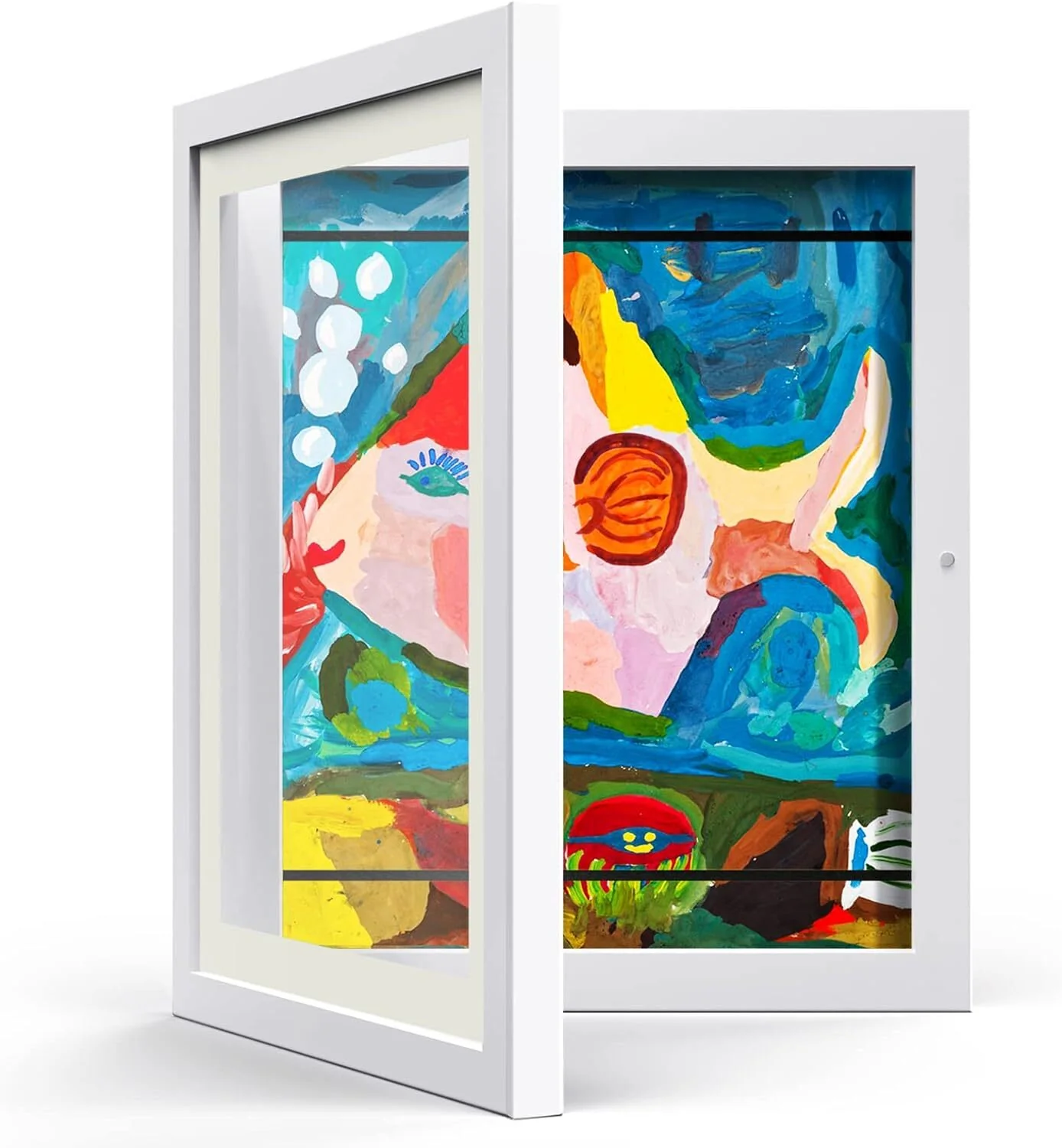 A3 Kids Art Frame Wooden Artwork Display Children Drawing Storage Holds 150 Pictures (White) - Image 17