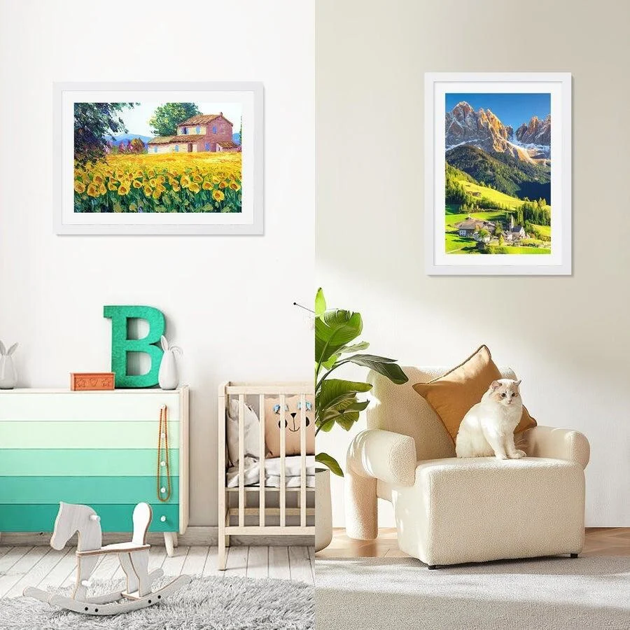 A3 Kids Art Frame Wooden Artwork Display Children Drawing Storage Holds 150 Pictures (White) - Image 9