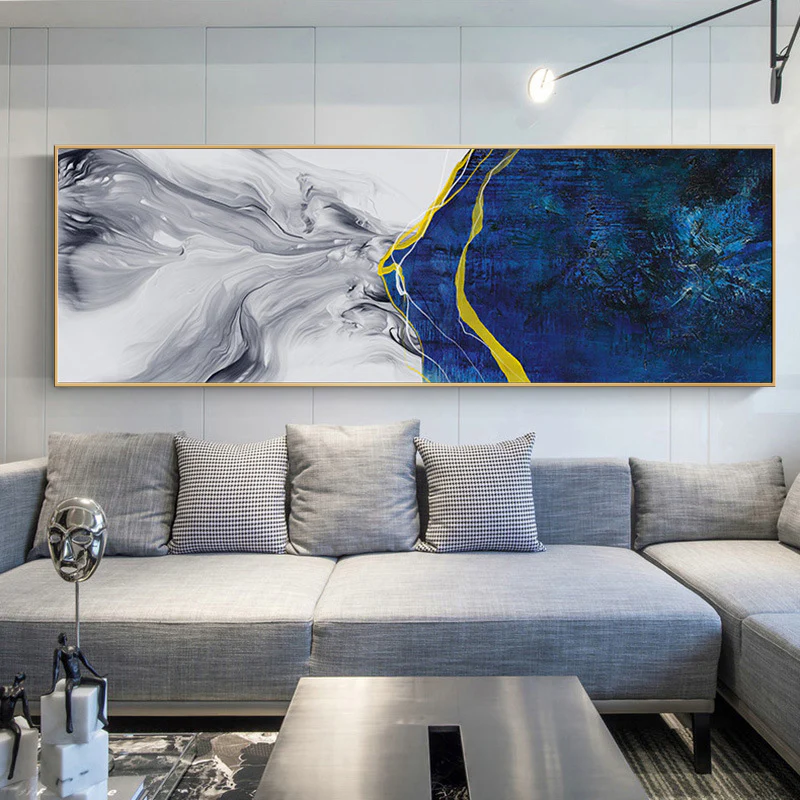 Abstract Wall Art Framed Long Canvas Painting - 100cm x 30cm - Image 3