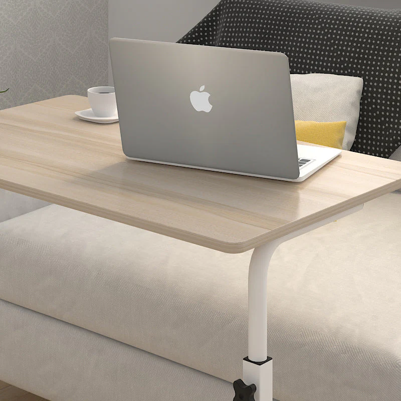 Adjustable Portable Sofa Bed Side Table Laptop Desk with Wheels (Oak) - Image 8