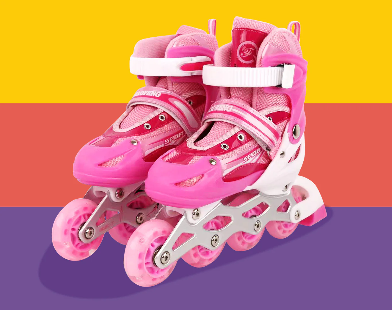 Adjustable Roller Blades Inline Skates (Pink, M) - Image 2