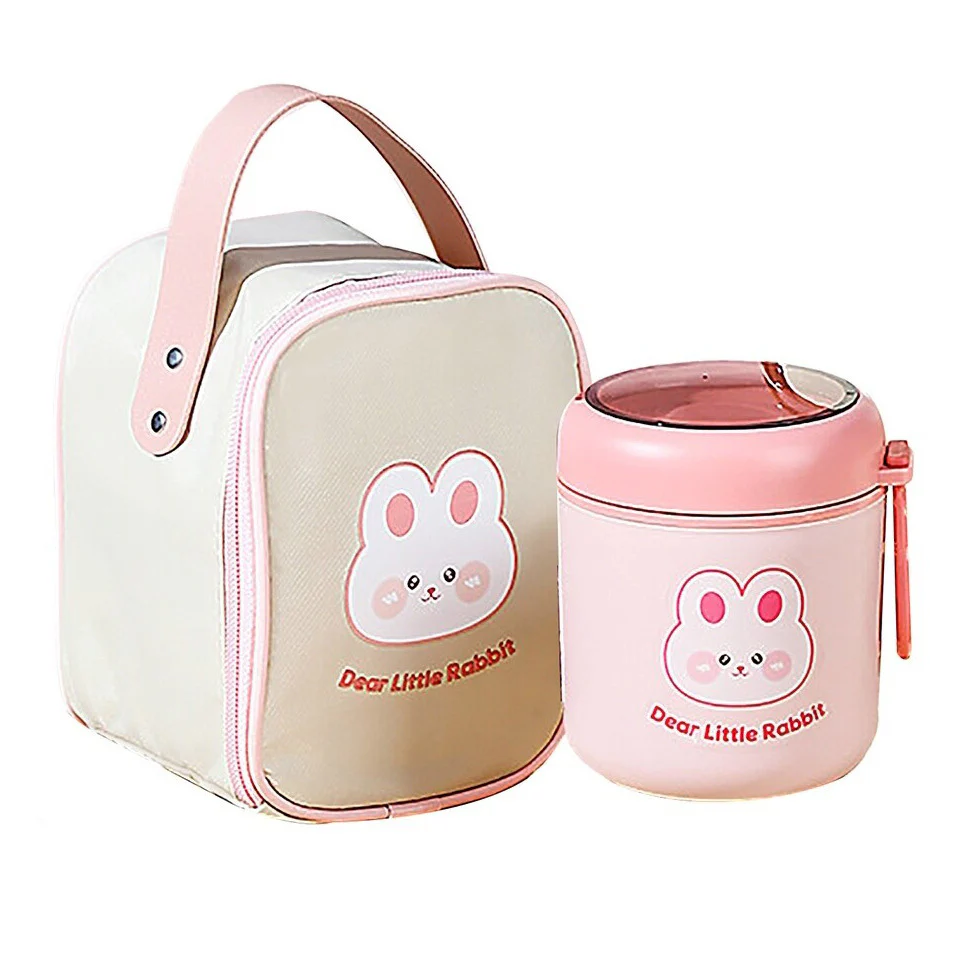 Adorable Kids Insulated Lunch Bag & Stainless Steel Thermos Food Container Set - Image 12