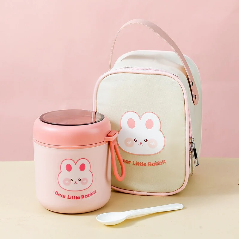 Adorable Kids Insulated Lunch Bag & Stainless Steel Thermos Food Container Set - Image 2