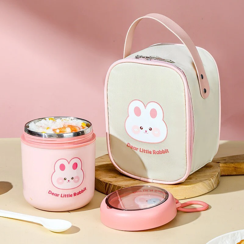 Adorable Kids Insulated Lunch Bag & Stainless Steel Thermos Food Container Set - Image 3