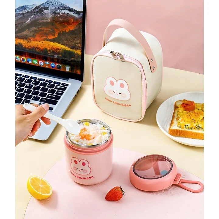 Adorable Kids Insulated Lunch Bag & Stainless Steel Thermos Food Container Set - Image 4