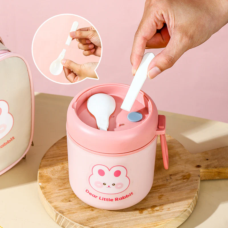 Adorable Kids Insulated Lunch Bag & Stainless Steel Thermos Food Container Set - Image 9