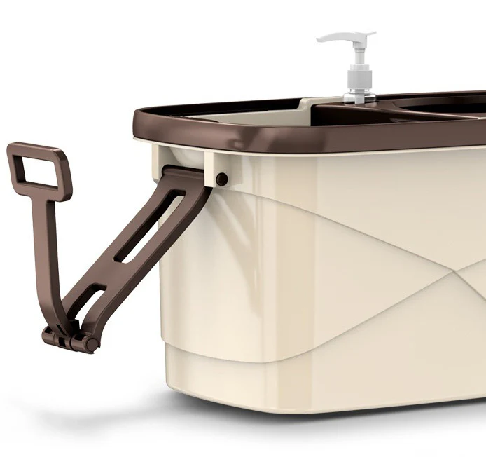Advanced 360 Degree Spin Mop & Stainless Steel Bucket Kit with Wheels (Cookie & Cream) - Image 19