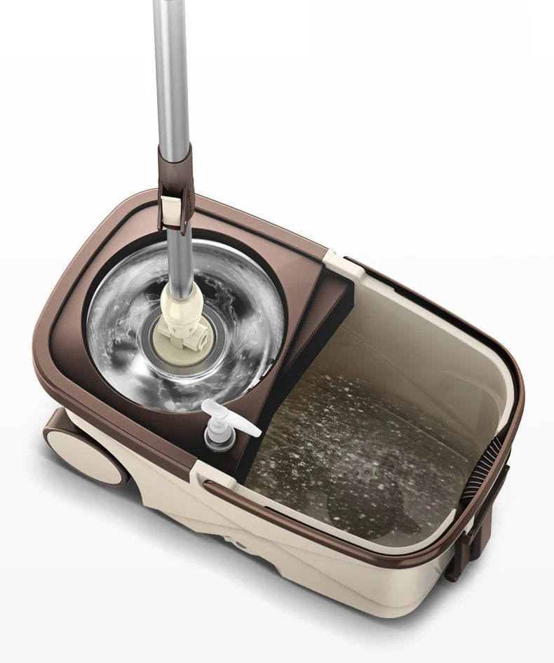 Advanced 360 Degree Spin Mop & Stainless Steel Bucket Kit with Wheels (Cookie & Cream) - Image 20