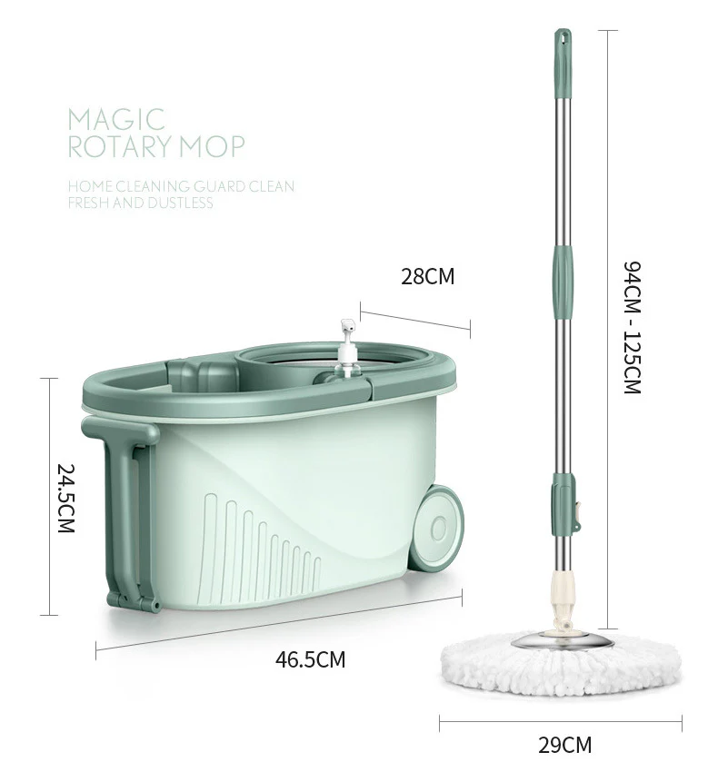 Advanced 360 Degree Spin Mop & Stainless Steel Bucket Kit with Wheels (Mint) - Image 12