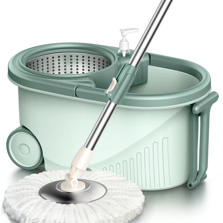 Advanced 360 Degree Spin Mop & Stainless Steel Bucket Kit with Wheels (Mint) - Image 18