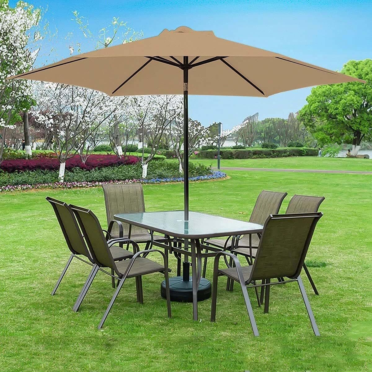 Alfresco 2.7m Steel Outdoor Garden Patio Market Umbrella (Beige) - Image 7