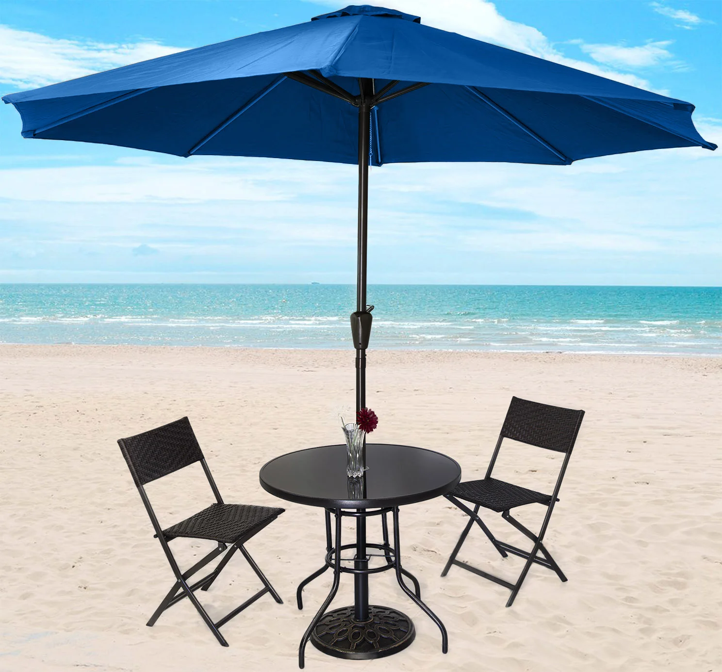 Alfresco 2.7m Steel Outdoor Garden Patio Market Umbrella (Blue) - Image 3