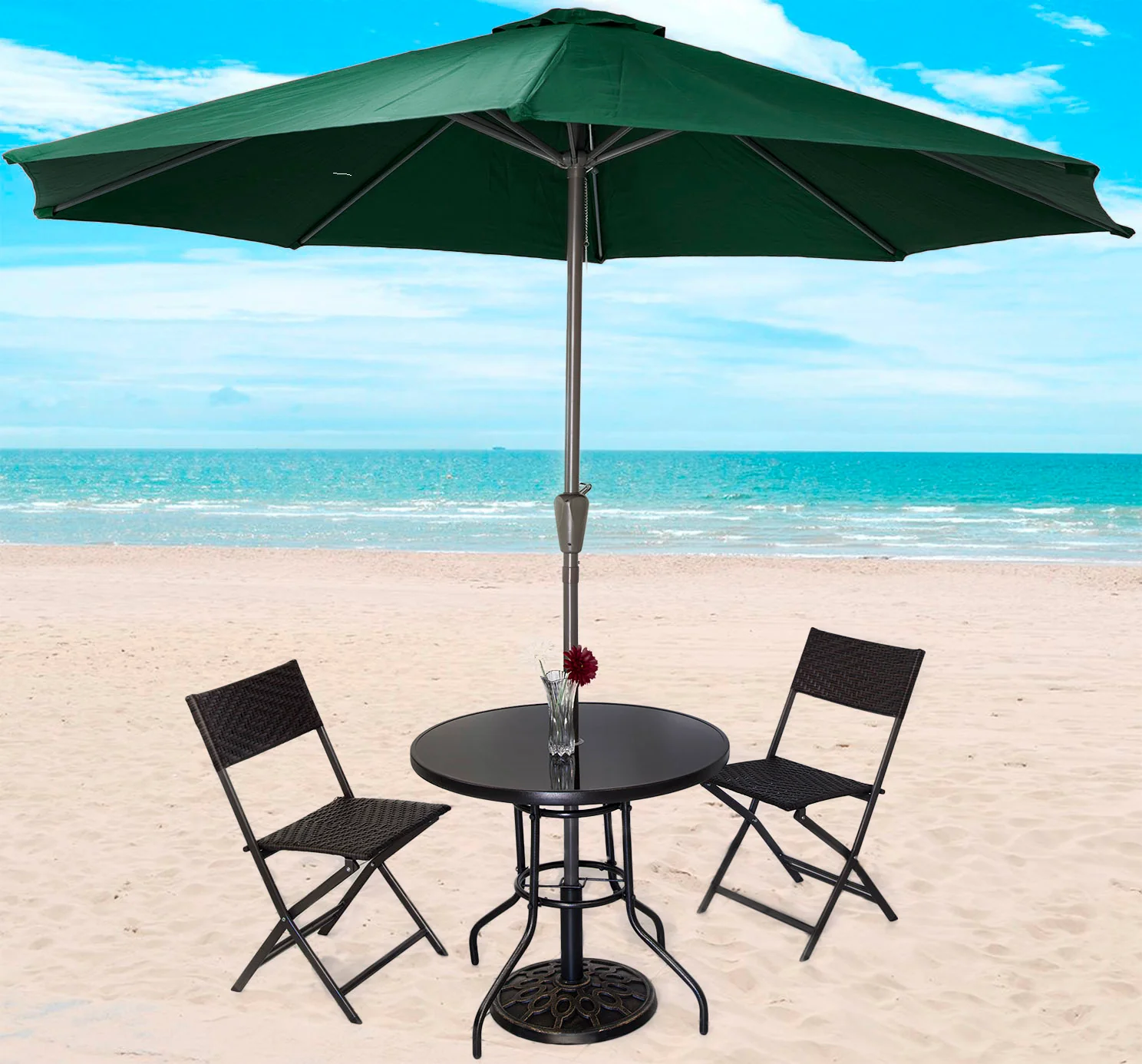 Alfresco 2.7m Steel Outdoor Garden Patio Market Umbrella (Green) - Image 12