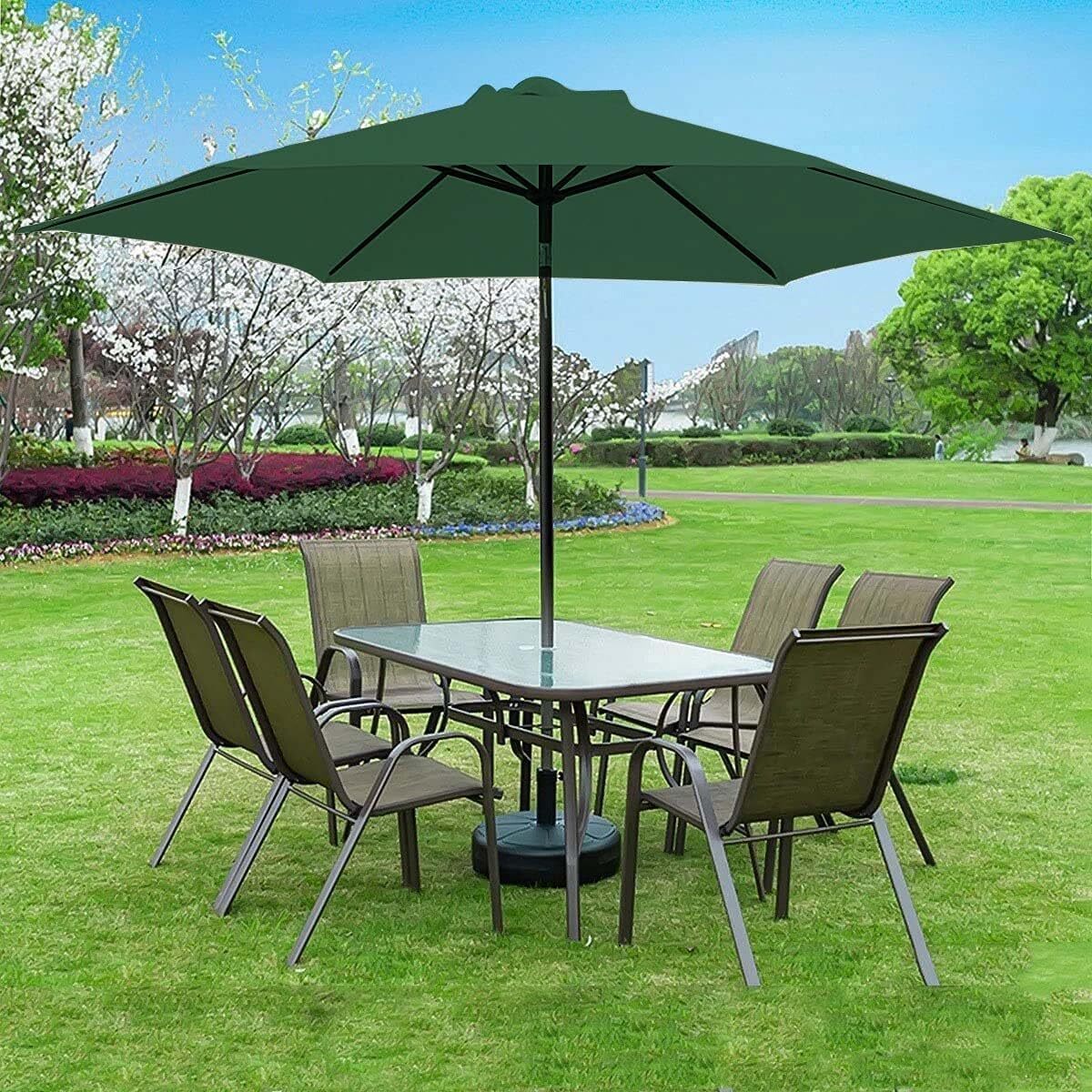 Alfresco 2.7m Steel Outdoor Garden Patio Market Umbrella (Green) - Image 9