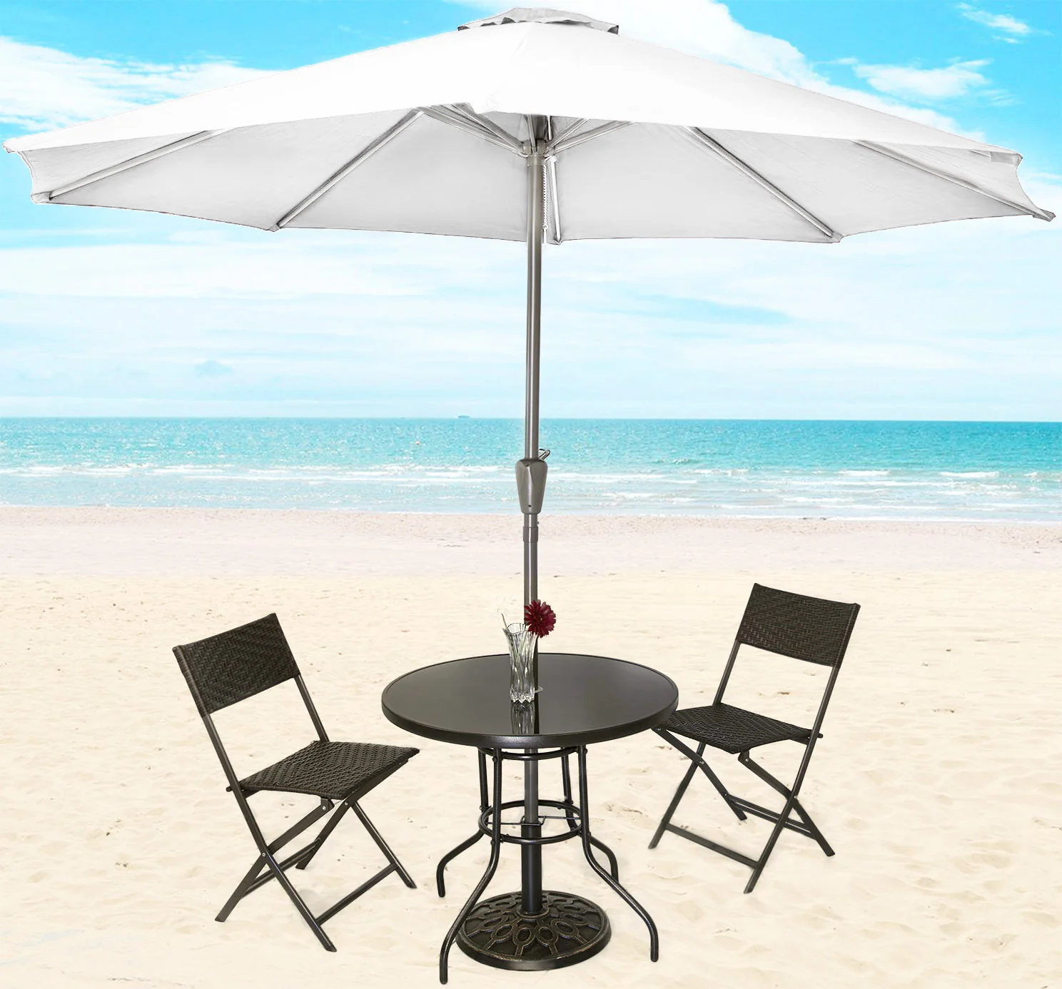 Alfresco 2.7m Steel Outdoor Garden Patio Market Umbrella (White) - Image 7