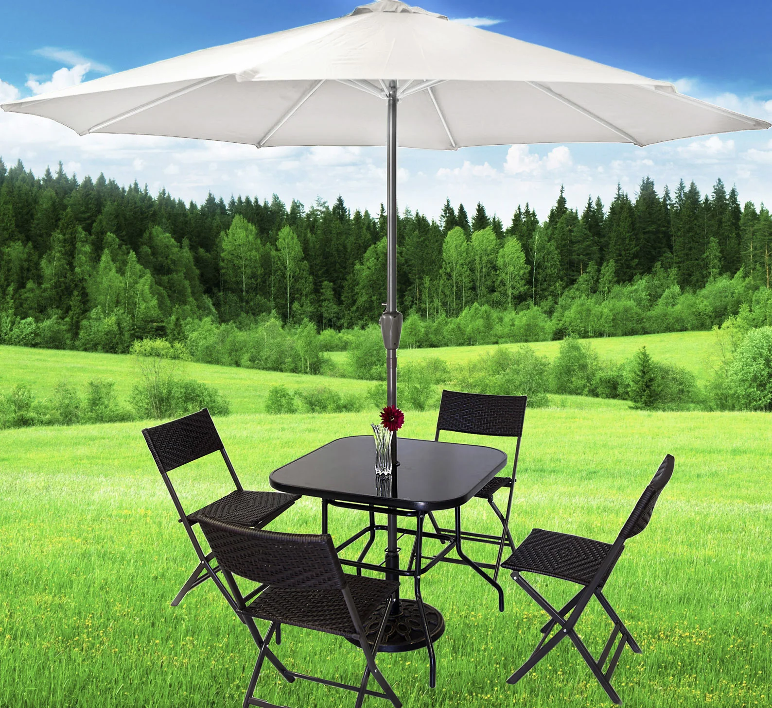 Alfresco 2.7m Steel Outdoor Garden Patio Market Umbrella (White) - Image 8