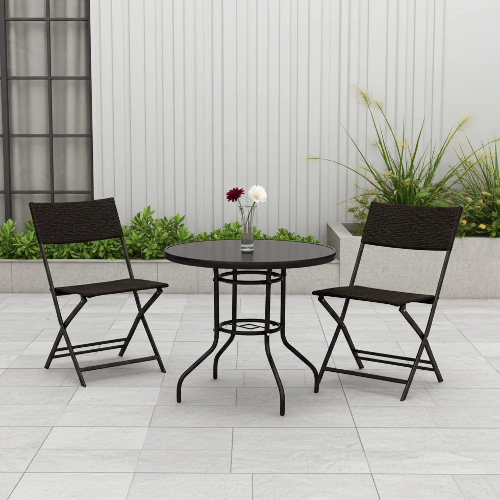 Alfresco 3 Piece Outdoor Setting (2 Rattan Chairs & Round Table) - Image 11