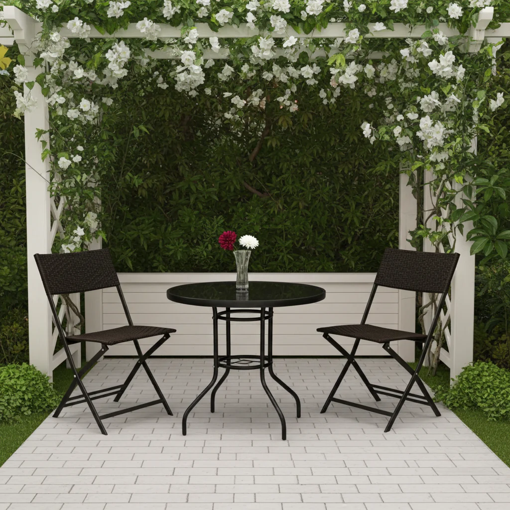 Alfresco 3 Piece Outdoor Setting (2 Rattan Chairs & Round Table) - Image 12