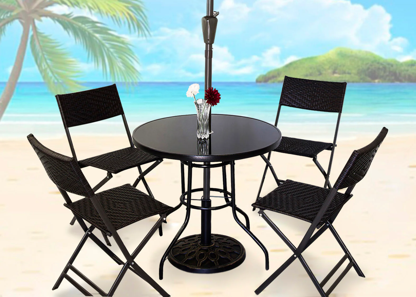 Alfresco 3 Piece Outdoor Setting (2 Rattan Chairs & Round Table) - Image 16