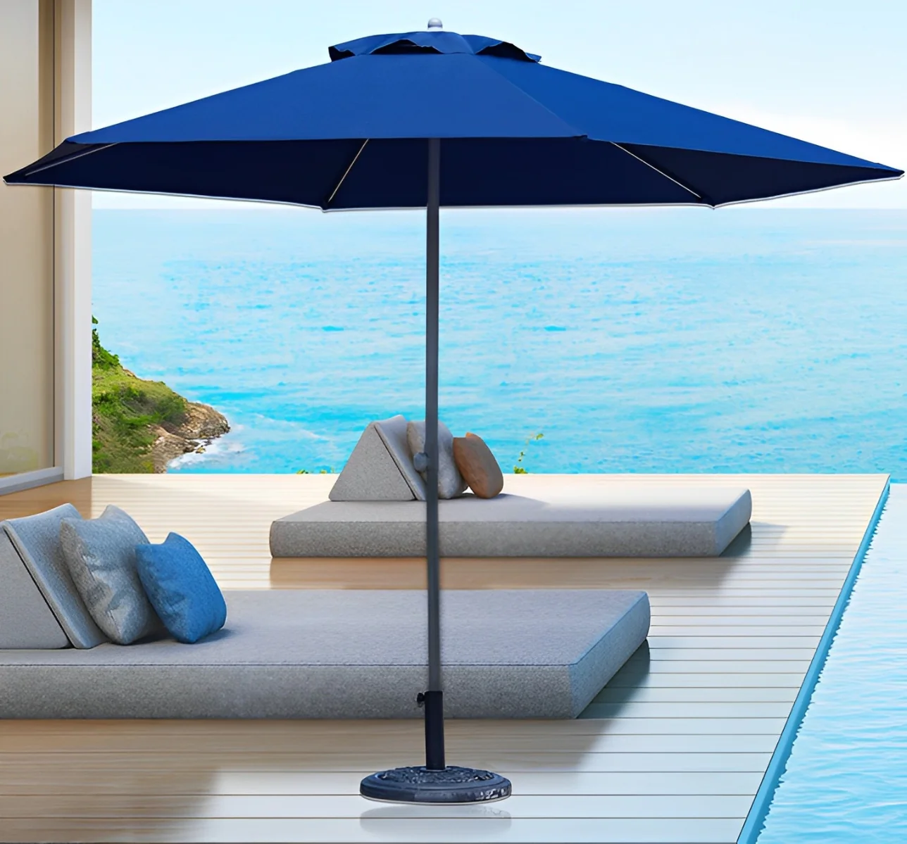 Alfresco 3m Steel Outdoor Garden Patio Market Umbrella (Blue) - Image 10