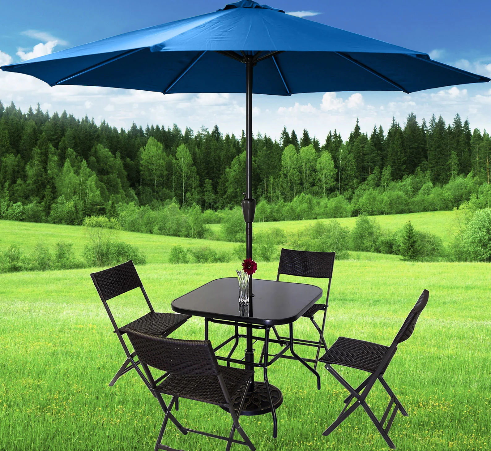 Alfresco 3m Steel Outdoor Garden Patio Market Umbrella (Blue) - Image 5