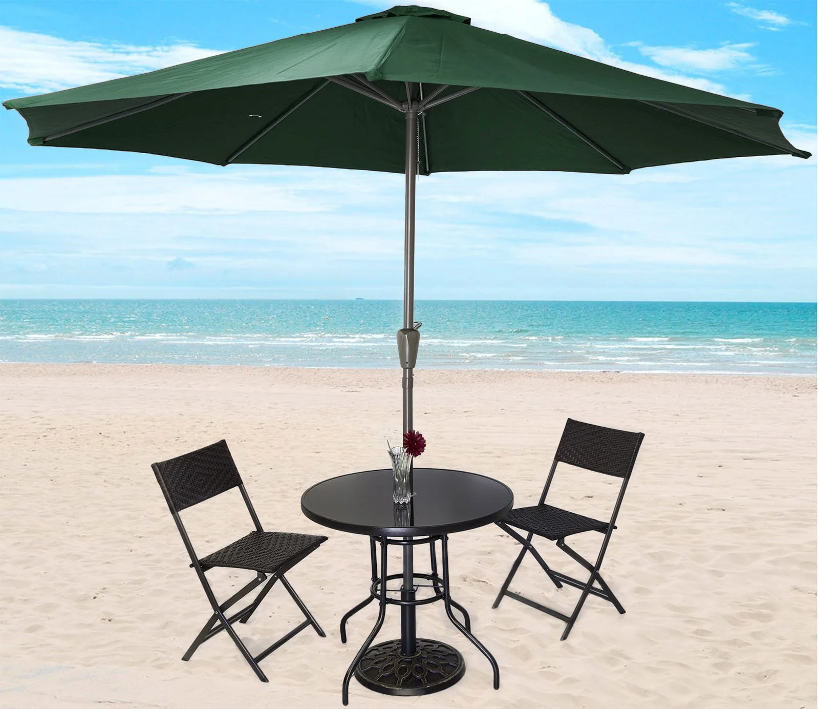 Alfresco 3m Steel Outdoor Garden Patio Market Umbrella (Green) - Image 11