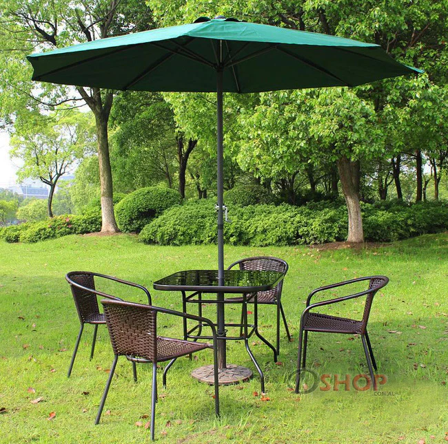 Alfresco 3m Steel Outdoor Garden Patio Market Umbrella (Green) - Image 8
