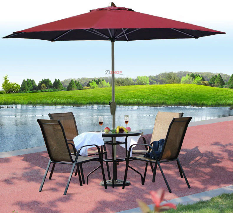 Alfresco 3m Steel Outdoor Garden Patio Market Umbrella (Maroon) - Image 7