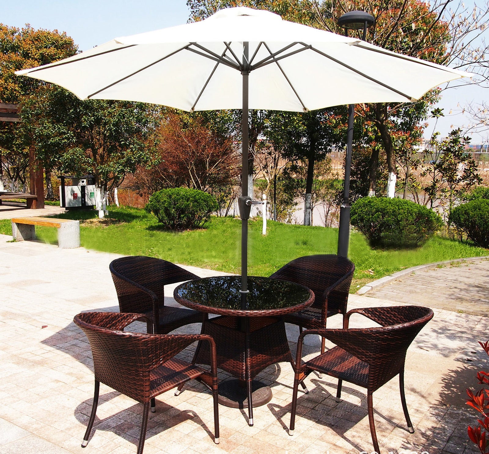 Alfresco 3m Steel Outdoor Garden Patio Market Umbrella (White) - Image 10