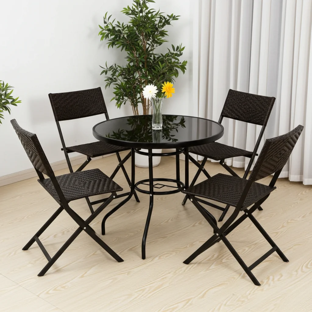 Alfresco 5 Piece Outdoor Setting (4 Rattan Chairs & Round Table) - Image 5